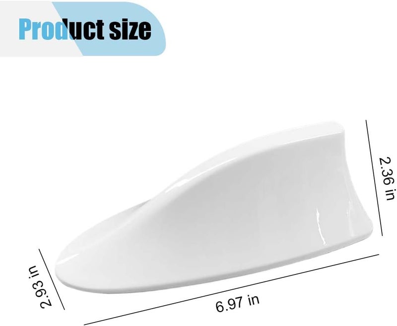 LHDOS Car Shark Fin Antenna Cover, Plastic Automotive Signal Roof Aerial Cover with Adhesive Tape, Universal Roof Mount Antenna Replacement Vehicle Decorative Cover for Car Truck SUV (White) - Image 2